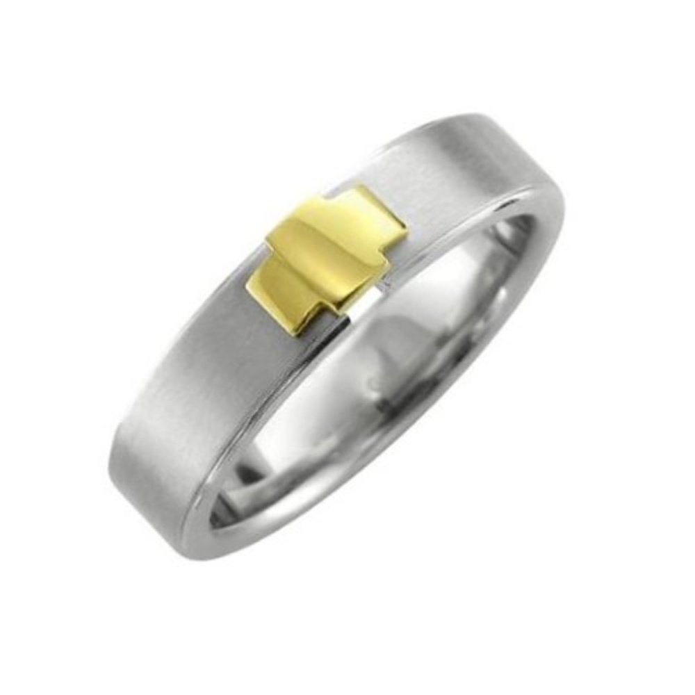 Gold Plated and Stainless Steel Band Ring 5 mm Size 9